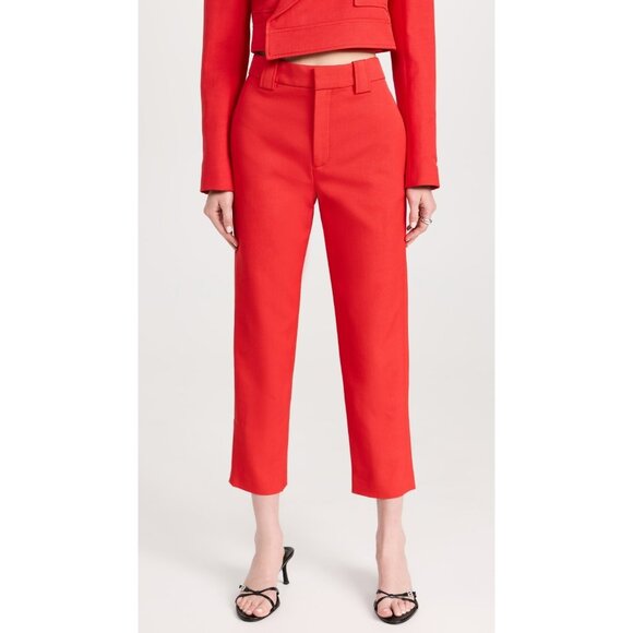 A.L.C. Foster Pants Red Straight Leg Cropped Trousers High Rise SZ 14 NEW $495 - Picture 5 of 10